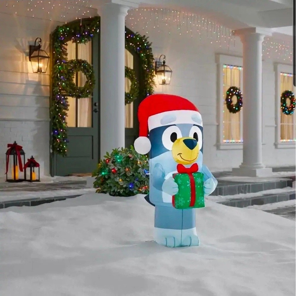 Bluey Christmas Inflatable 3.5 Ft Airblown Yard Decor Lights Up Santa Hat Gift